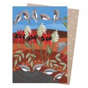 Greeting Card | Sturt Peas + Zebra Finches